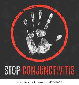 Conceptual vector illustration. Human sickness. Stop conjunctivitis.