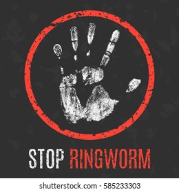 Conceptual vector illustration. Human sickness. Stop ringworm.