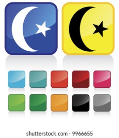 Conceptual vector illustration of islam or Arabic religion sign button web2.0 - check my gallery for more. proposed colors