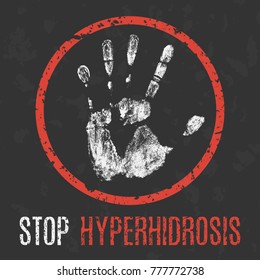 Conceptual vector illustration. The medical diagnosis. Stop hyperhidrosis.