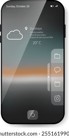 A conceptual vector illustration of a mobile user interface featuring a sleek transparent design