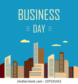 conceptual vector illustration with modern business city