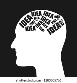 CONCEPTUAL VECTOR ILLUSTRATION THE ORIGIN OF AN IDEA IN THE HUMAN HEAD