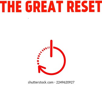 Ilustración conceptual vectorial con la frase "El gran reinicio" en fondo blanco.