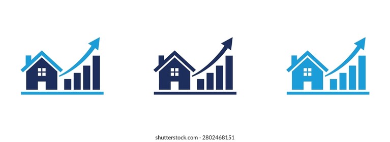 Conceptual vector illustration representing increasing property values, housing market growth, and successful real estate investment trends.