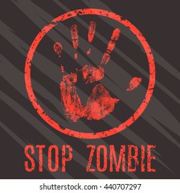 Conceptual vector illustration. Sign stop zombie.
