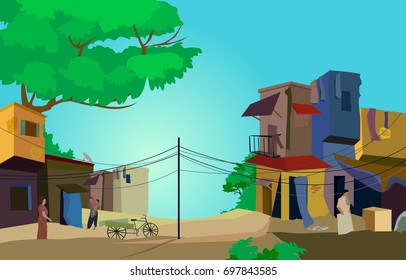 Un vector conceptual Ilustración de la zona de los barrios de tugurios