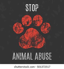 Conceptual vector illustration. Social problems of humanity. Stop animal abuse.