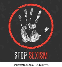 Conceptual vector illustration. Social problems of humanity. Stop sexism.