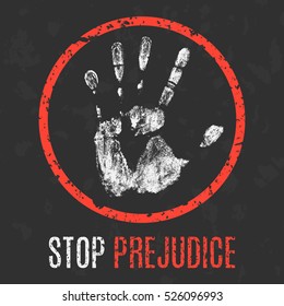 Conceptual vector illustration. Social problems of humanity. Stop prejudice.