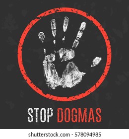 Conceptual vector illustration. Social problems. Stop dogmas.