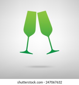 Conceptual vector illustration of sparkling champagne glasses.