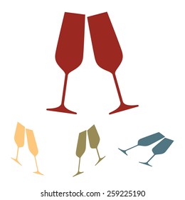 Conceptual vector illustration of sparkling champagne glasses. set. Isometric effect