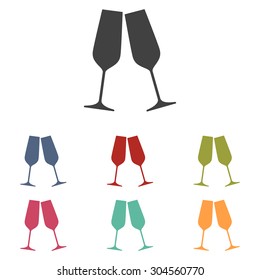 Conceptual vector illustration of sparkling champagne glasses.