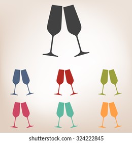 Conceptual vector illustration of sparkling champagne glasses.