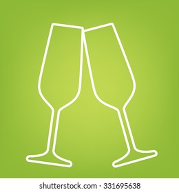 Conceptual vector illustration of sparkling champagne glasses. line icon