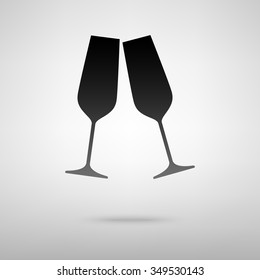 Conceptual vector illustration of sparkling champagne glasses.