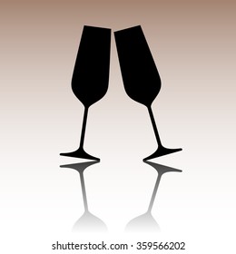 Conceptual vector illustration of sparkling champagne glasses.