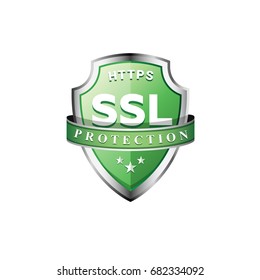 Conceptual Vector Illustration of an SSL Certificate as a Shield Protection