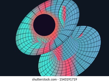 Conceptual vector illustration of  supermassive black hole and event horizon, a region of spacetime exhibiting strong gravitational acceleration.