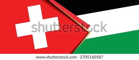 Conceptual vector illustration of Swiss and Palestinian flags representing political dialogue