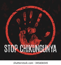 Conceptual vector illustration - symbol stop the virus Chikungunya