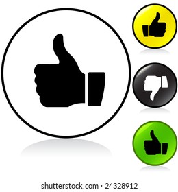 Conceptual vector illustration of thumb up sign round button. proposed colors