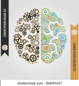 Conceptual vector illustration of two brain functional parts
