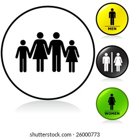 Conceptual vector illustration of various man/woman round button. proposed colors