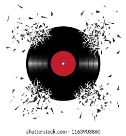 Conceptual vector illustration. Vinyl plate explosion.