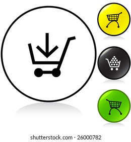 Conceptual vector illustration of web cart sign round button. proposed colors