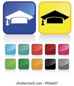 Conceptual vector illustration web2.0 button of graduation cap- check my gallery for more. proposed colors