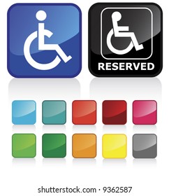 Conceptual vector illustration of  Wheelchair/disabled icon web2.0 - check my gallery for more. proposed colors