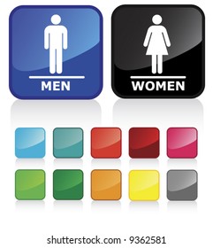 Conceptual vector illustration of Women's and Men's Toilets web2.0 - check my gallery for more. proposed colors