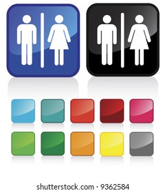 Conceptual vector illustration of Women's and Men's Toilets web2.0 - check my gallery for more. proposed colors