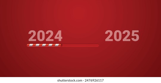 Konzeptionelle Vektorillustration des Jahres 2024, das langsam an 2025 vorbeigeht.