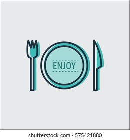 Imagen conceptual vectorial de la cubertería con el disfrute del texto