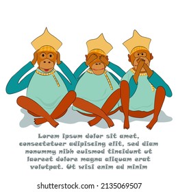 Conceptual vector with monkeys in Russian clothes