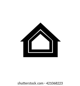 Conceptual vector passive house isolation icon and pictogram | modern flat design illustration and infographic concept black on white background