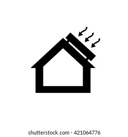 Conceptual vector passive house solar energy icon and pictogram | modern flat design illustration and infographic concept black on white background