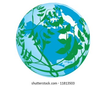 Conceptual vector of the planet and plant around