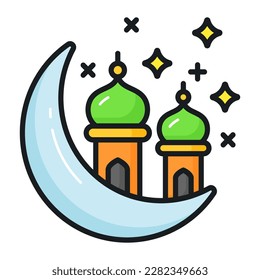 Concept Vektor of ramadan crescent Moon, Premium Icon