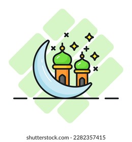 Conceptual vector of ramadan crescent moon, premium icon