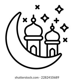 Vector conceptual de la luna creciente de ramadán, icono premium