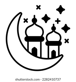 Vector conceptual de la luna creciente de ramadán, icono premium