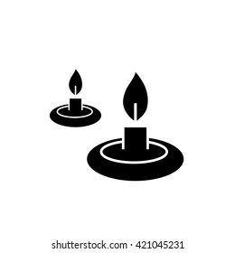 Conceptual vector relaxation candles icon | modern flat design cosmetic and spa illustration and infographic concept black on white background