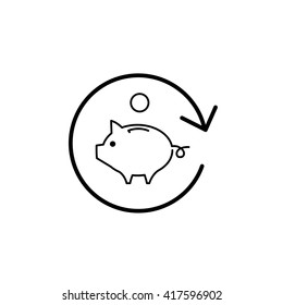 Conceptual vector roi icon return of investment | modern flat design marketing and business linear illustration and infographic concept black on white background