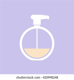 Conceptual vector soap bottle cosmetic icon | modern flat design cosmetic and spa illustration and infographic concept colorful on violet background