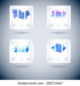 conceptual vector straight flag with shape object crowd colorful abstraction background scene technology pile multicolor ripple cloud performance fashionable site employment blue wave clouds clean rel