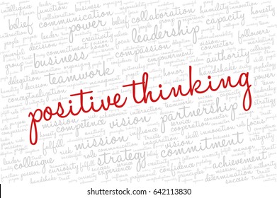 Conceptual Vector Of Tag Cloud Containing Words Related To Creativity, Positive Thinking, Confidence, Enthusiasm, Imagination, Inspiration, Potential, Optimism... Words 